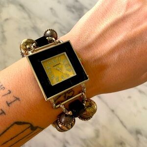 Narmi Red and Black Plaid Beaded Watch